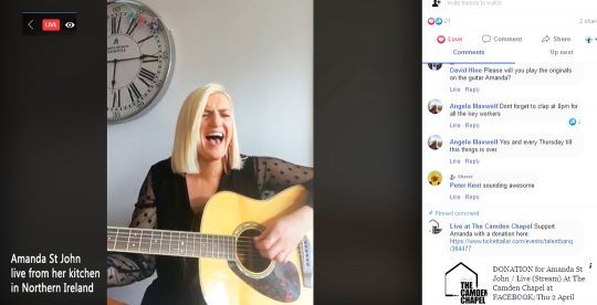 Amanda St John live streams during lock-down